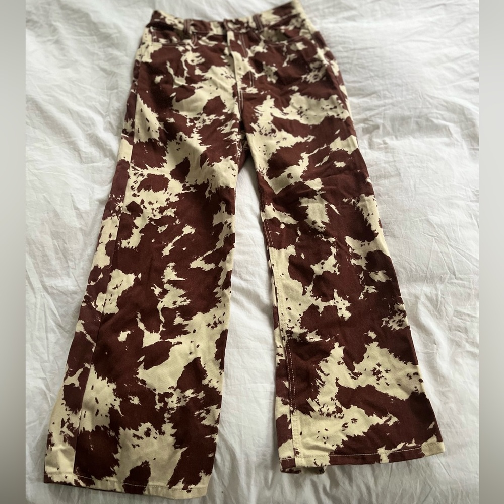 Urban Outfitters BDG cow print brown and white high waisted flare pants size 30